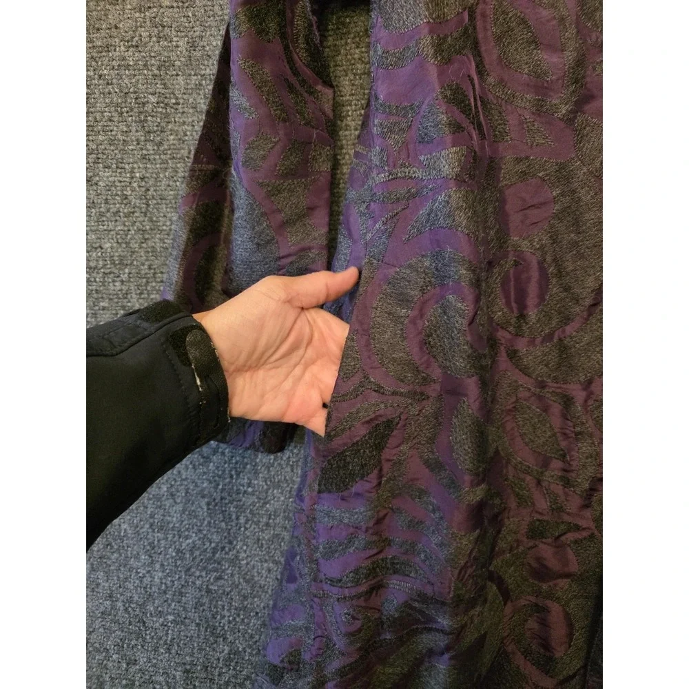 Kathleen Sommers Coat Womens Medium Purple‎ Paisley Single Button 3/4 Sleeve USA